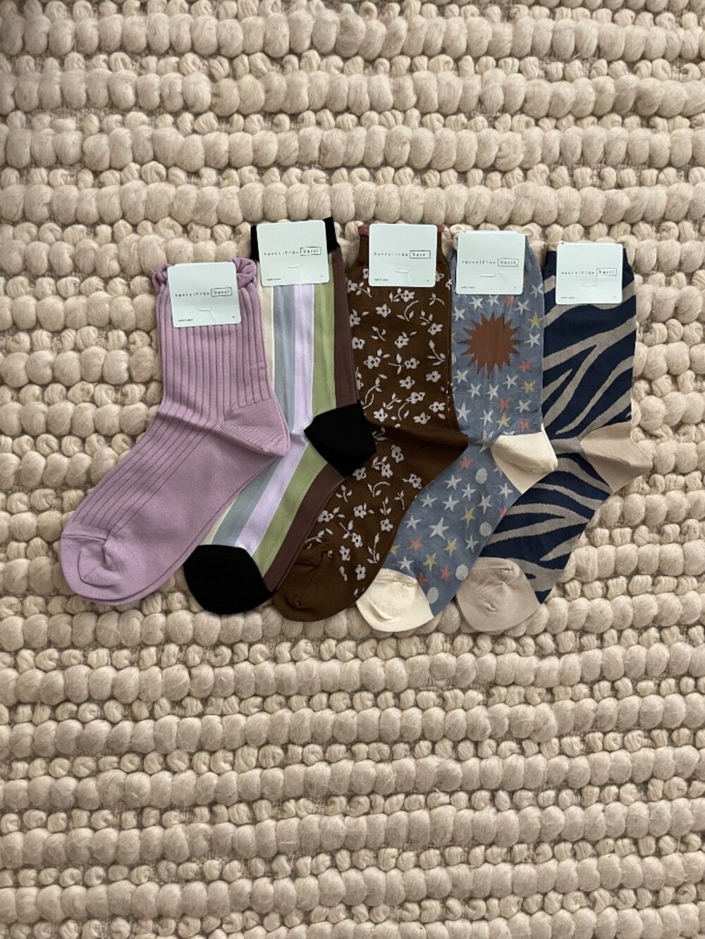 HANSEL FROM BASEL Japanese Nylon Thin Ankle Sock / Lilac Constellation